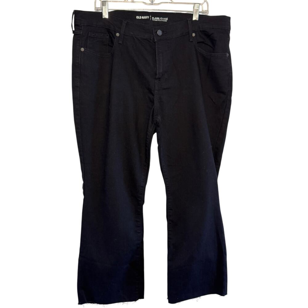 Old Navy Black Plus Size 16 Frayed Hem Flare Jeans